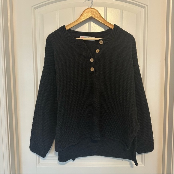 Free People Beach Oversized Knit Sweater Gray Cotton Button Up Boho Size Medium - Picture 4 of 8